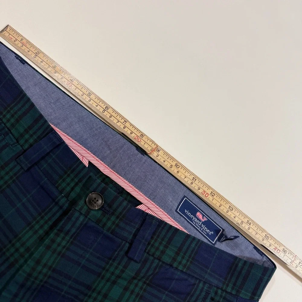 Vineyard Vines Breaker Pant Mens 32x30 Green Navy Black Watch Plaid Excellent